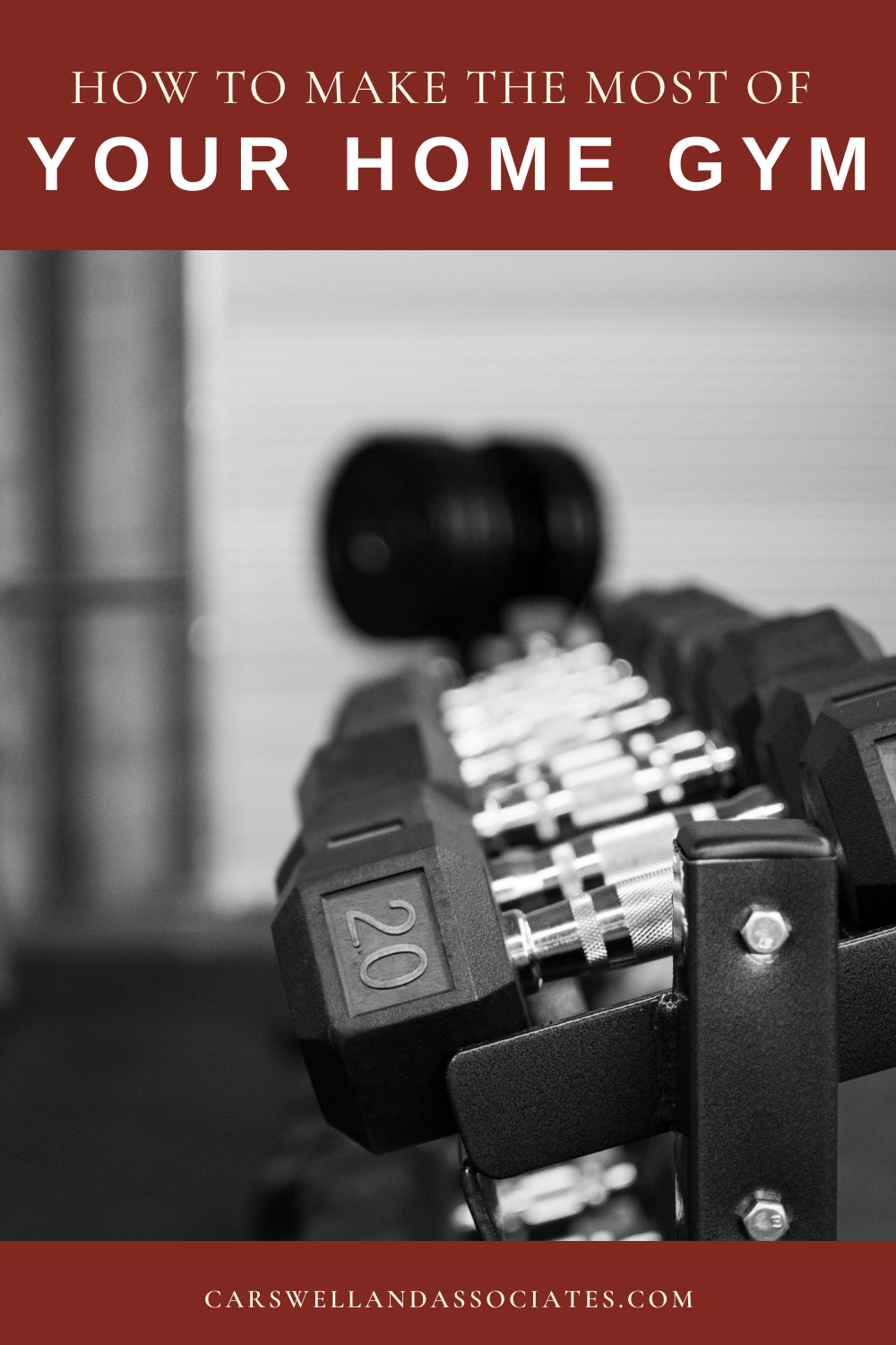 Rack of weights in a home gym